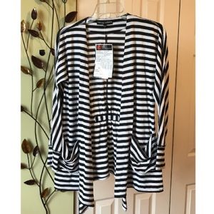 Black & White Striped Cardigan